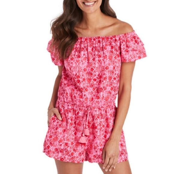 Vineyard Vines Pants - NWT Vineyard Vines Tile Otomi Off the Shoulder Romper